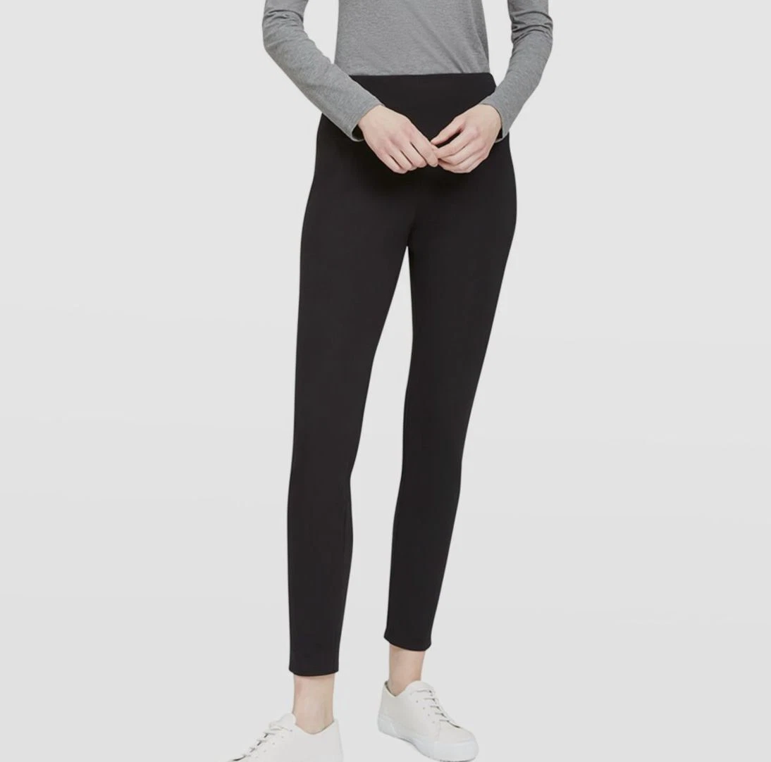 $295 Theory Women Black Yoke Core Scuba Stretch Leggings Pants