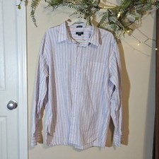 J. Crew Pink Blue Stripe Button Up Dress Shirt Collar 2-Ply Cotton