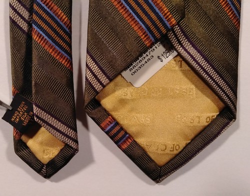 NWT Robert Talbott Best of Class Multi Stripe Olive Green Silk Tie 58L USA $125 - Picture 4 of 4