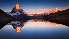 Landscape nature lake reflection matterhorn snowy peak Custom Gaming Mat Desk