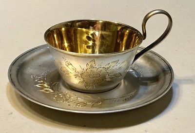 シルバーアンティーク Vintage Antique 1930' Russian Soviet Silver 875 Gold Wash Cup W