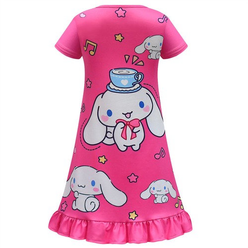 Cinnamon dog 3-10-year-old girl's nightgown round neck short sleeved dress - Picture 9 of 14