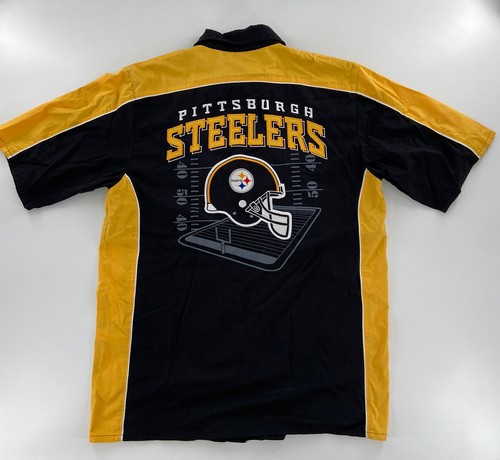 Pittsburgh Steelers Shirt Adult Medium Black Yellow NFL Embroidered Button Up M