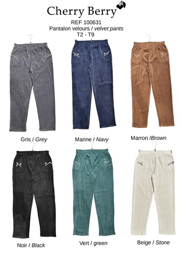 Ladies Cherry Berry Corduroy Side Pocket Casual Pants Soft Stretch Trousers - Picture 3 of 20