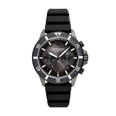 Herrenuhr EMPORIO ARMANI SEA EXPLORER AR11515 Chrono Silikon Schwarz