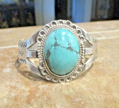 SUBSTANTIAL OLD 1940's / 50's Navajo Sterling Silver Turquoise