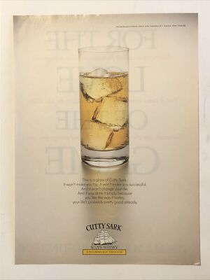1991 Cutty Sark Scotch - Glass On Rocks VTG 1990s PRINT AD Uncommonly Smooth