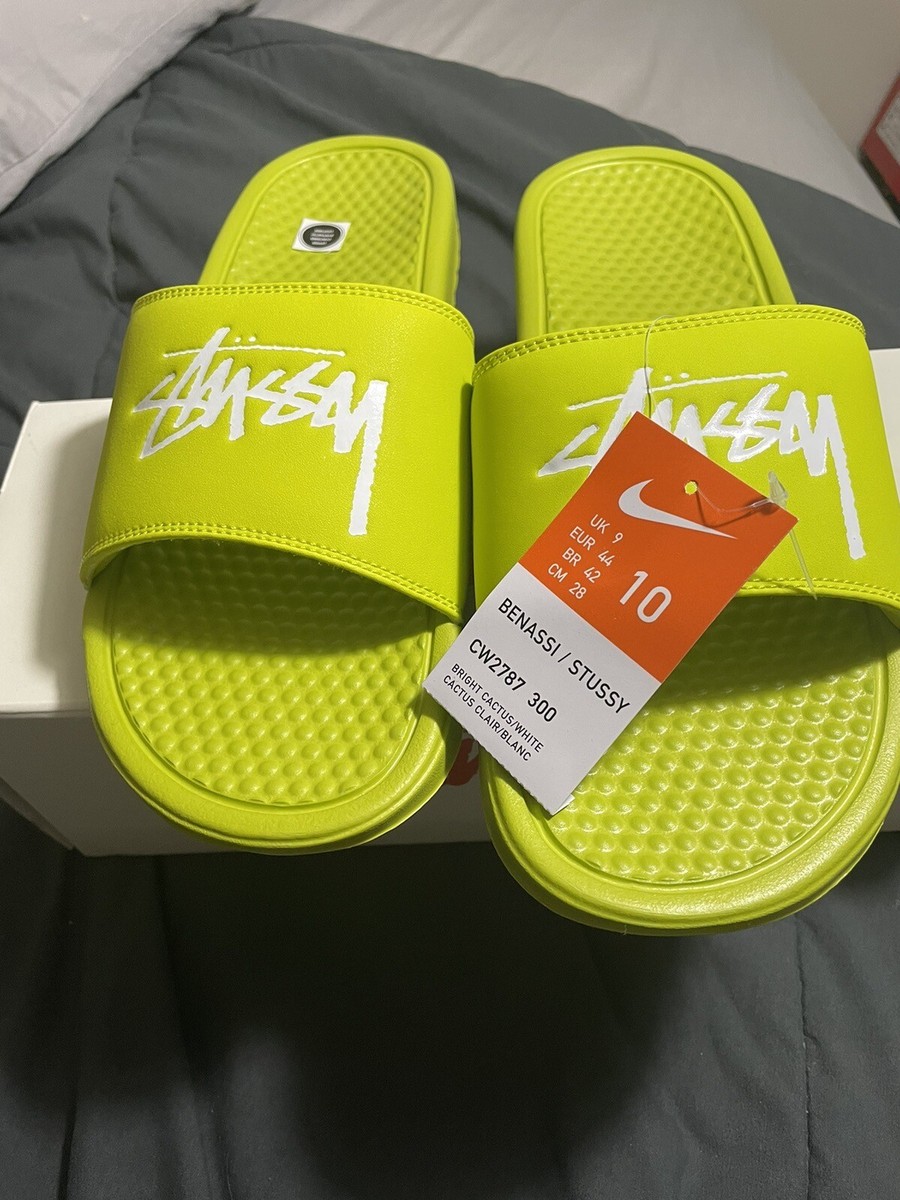 Nike X Stussy Benassi Slide Bright Cactus CW2787 300 US