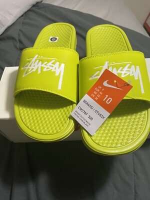 【Nike x Stussy】Benassi Slide Volt◆CW2787-300◆ Nike X Stussy Benassi Slide Bright Cactus CW2787 300 US