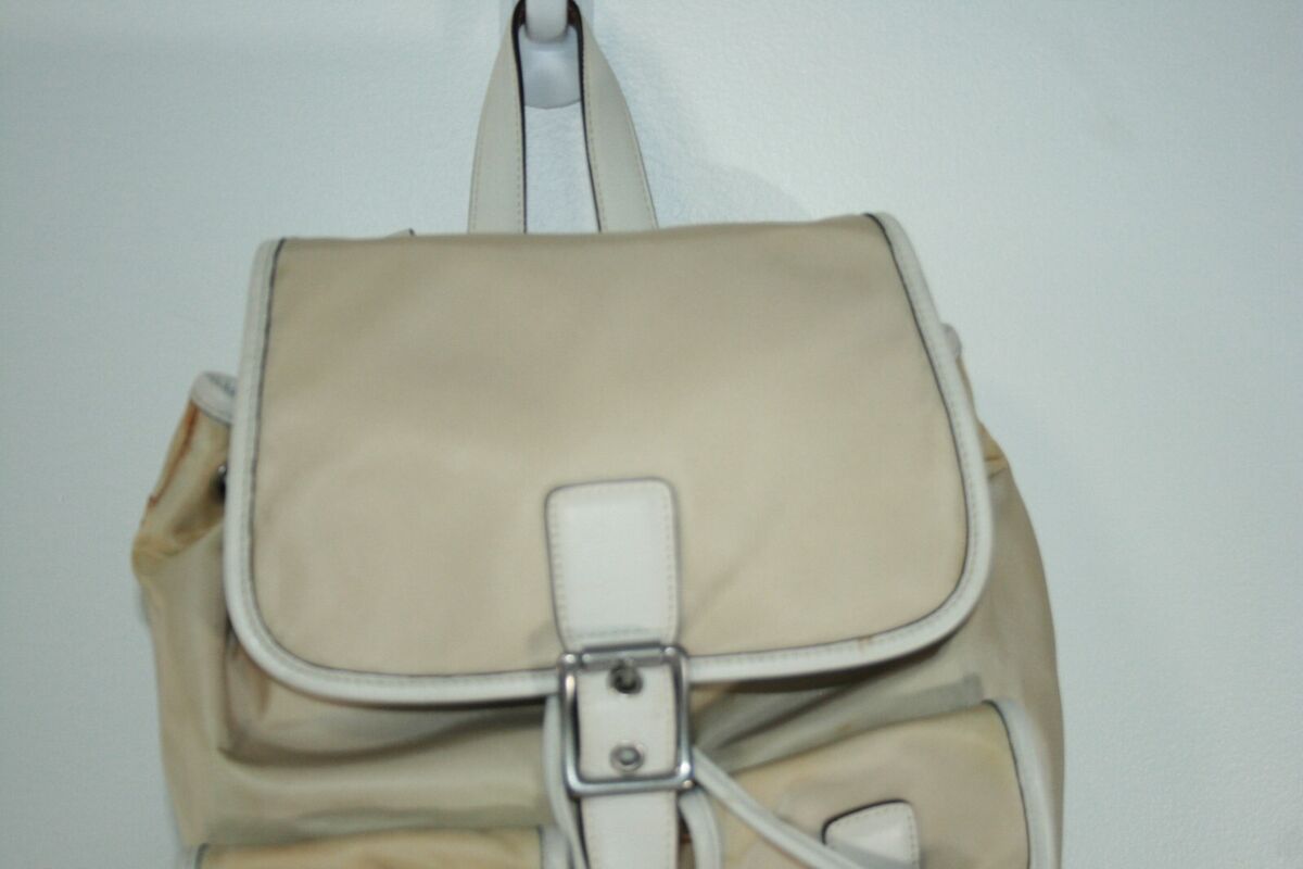 【DISCERNMENT】Nylon Pocket Coach Double Bag Coach Tan Nylon Double Pocket Drawstring Women's Backpack