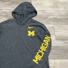 Nike Michigan University UofM Hoodie Sweatshirt Mens Small Blue Lightweight