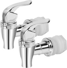 2 Pack Beverage Dispenser Spigot Replacement - Food Grade Stainless Silver