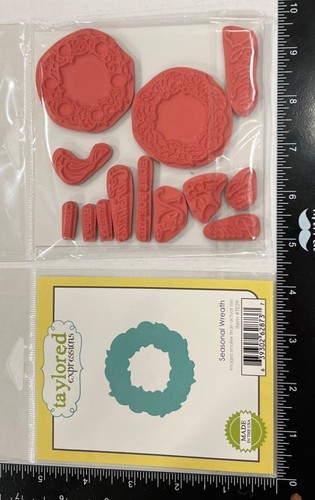 Rare Taylored Expressions Christmas Wreath Stamps & Dies Set TEMS19 & TE29 - Bild 2 von 2