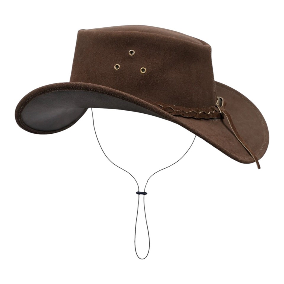 Australische Unisex Westerse Stijl Cowboy Outback Echt Suède Lederen Australische Unisex Westerse Stijl Cowboy Outback Echt Suède Lederen