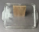 VTG PYREX Glass Lid 503-C Ribbed Handles Lid Only 9 1/2" x 6 3/4”“Chipped”
