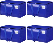 StorageRight Heavy Duty Moving Boxes-Moving Bags with Zipper, 4 Pack, Blue 