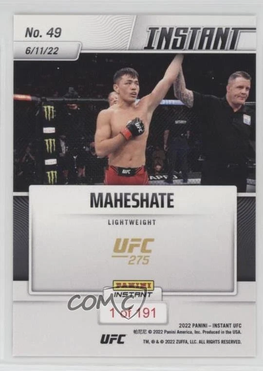 2022 Panini Instant UFC /191 Maheshate #49 - Image 2 of 2