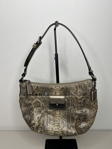 Coach Hobo Kristin Shoulder Bag Python Snake Print Leather Purse - Picture 1 of 10