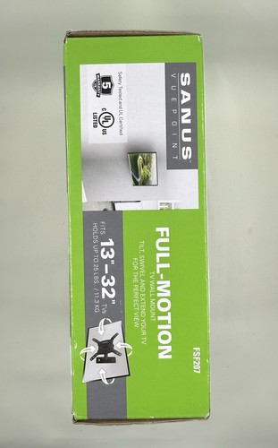 Nuovo supporto a parete TV full motion Sanus Vuepoint FSF207 adatto per TV da 13-32 pollici a 25 libbre - Foto 6 di 6