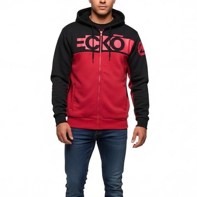 Ecko Unltd Fleece Jacket Hoodie Mens Size Small Red Black