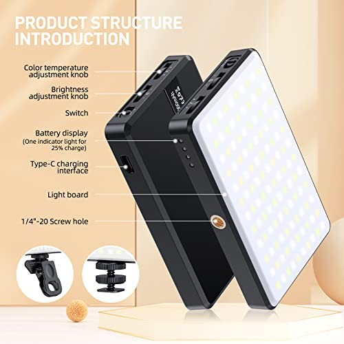 Luz de teléfono 120 LED, luz selfie para iPhone, video clip recargable 5000 mAh - Imagen 3 de 7