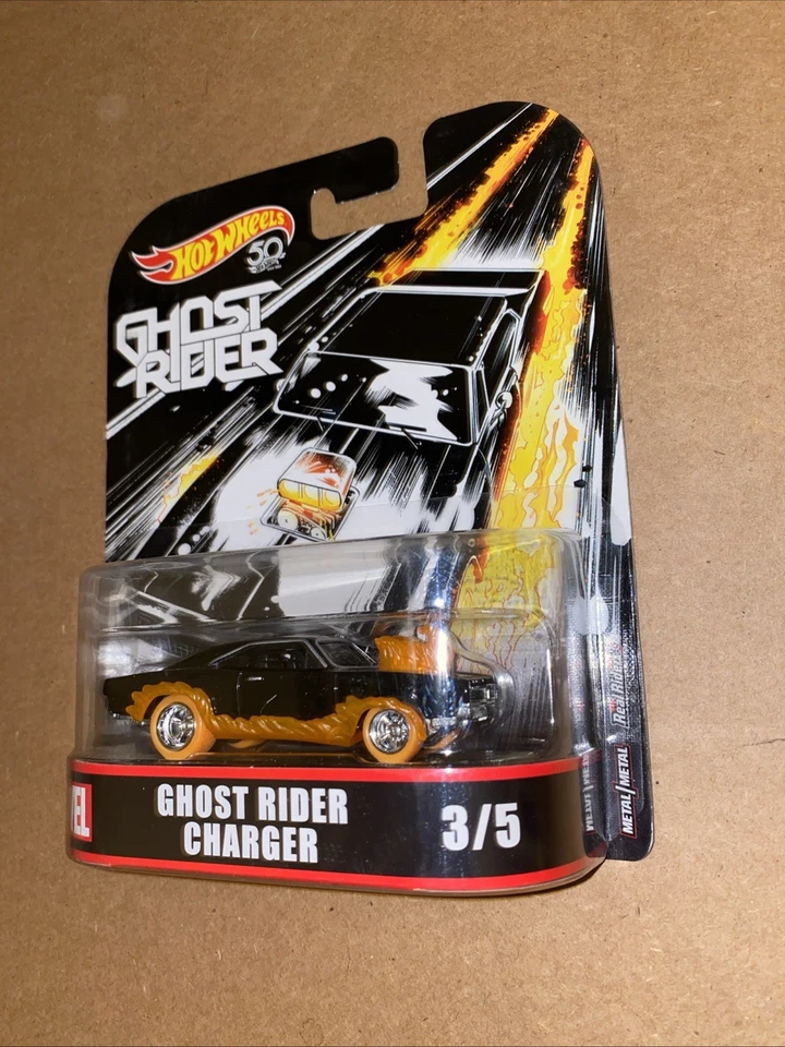 Hot Wheels 2018 Retro Entertainment Marvel 3/5 Ghost Rider Charger FLD30 - Image 2 of 4