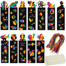 Tcvents Scratch Art Bookmark Making Kit 100 Pcs. Animals