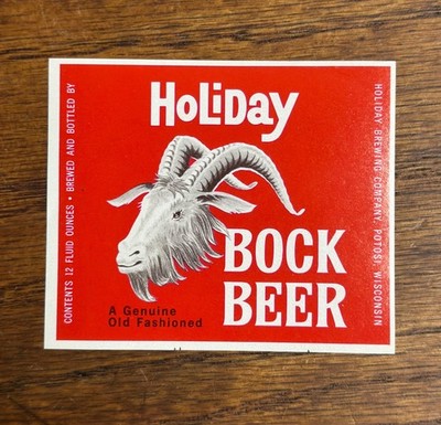 Vintage Holiday Bock Beer Bottle Label Potosi Brewing Co. Wisconsin WI Wis