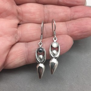 Sterling Silver Goddess Jane Iris Earrings Moonstone Hematite Full Moon New Moon