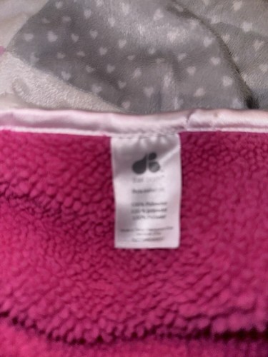 Just Born Patchwork Squares Baby Blanket Pink, White & Gray Minky Dot Sherpa - Picture 3 of 4