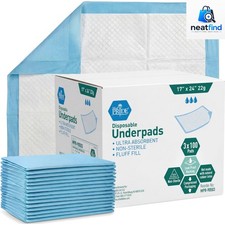 Disposable Underpads 17x24 in,Super Absorbent,Incontinence,100 Ct