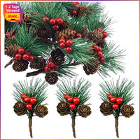 KüNstliche Tannenzweige Mit Beeren Und Tannenzapfen 20 StüCk Weihnachtsdeko