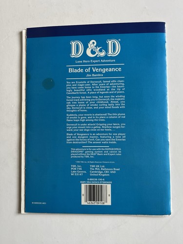 Dungeons And Dragons Blade of Vengeance TSR 1984 - Picture 11 of 12