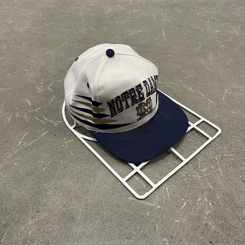 Vintage 90s Notre Dame Logo Athletic Diamond Cut Snapback Hat Embroidered Cap