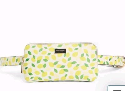 Kate Spade  Leather Belt Bag Lemon Print Fanny Pack NWT L/XL Zip Top
