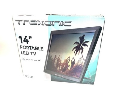 Trexonic Portable Rechargeable 14'' LED TV in Gray with Amplified Antenna