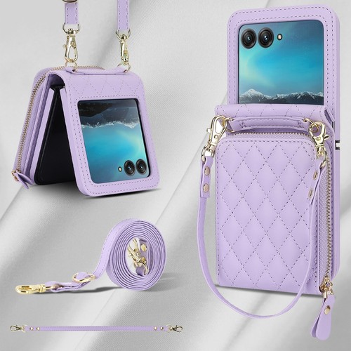 Pour Motorola Razr 60 Ultra/Razr Ultra 2025 Étui Portefeuille Cuir Fermeture Éclair avec Sangle - Photo 11/18