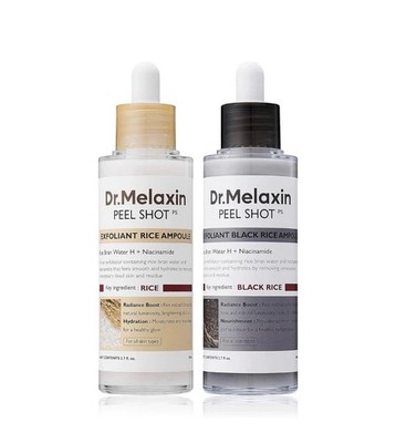 NEW Dr.Melaxin Peel Shot Glow White and Black Rice Ampoule Duo FREE SHIPPING US