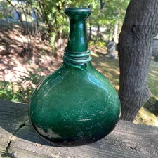 Antique Free-Blown Persian Saddle Flask Original 18th/19th C. Pontil Bottle