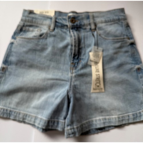Kensie Jeans Women High Rise Retro Luxe Stretch Denim Shorts Light Wash 4/27 NEW