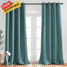 NICETOWN Blackout Bedroom Curtains 90 52"W x 90"L Pack of 2 , Sea Teal