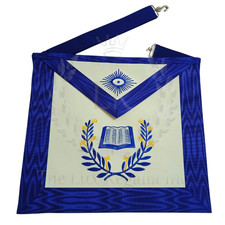Masonic Regalia Blue Lodge Chaplain Apron Embroidered Wreath, Faux Leather