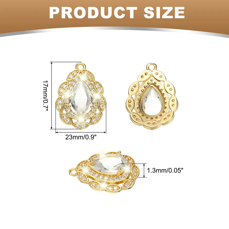 5 Piezas Dijes Lágrima, Circonita Chapado en Oro Colgantes Dije Cristal (Blanco) Foto 2 de 4