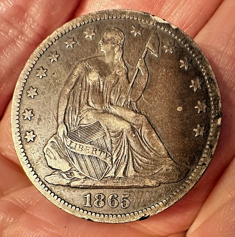1865-S Seated Liberty Silver HALF DOLLAR - 1/2 Dollar - 50 Cents - Civil War - Image 2 of 4