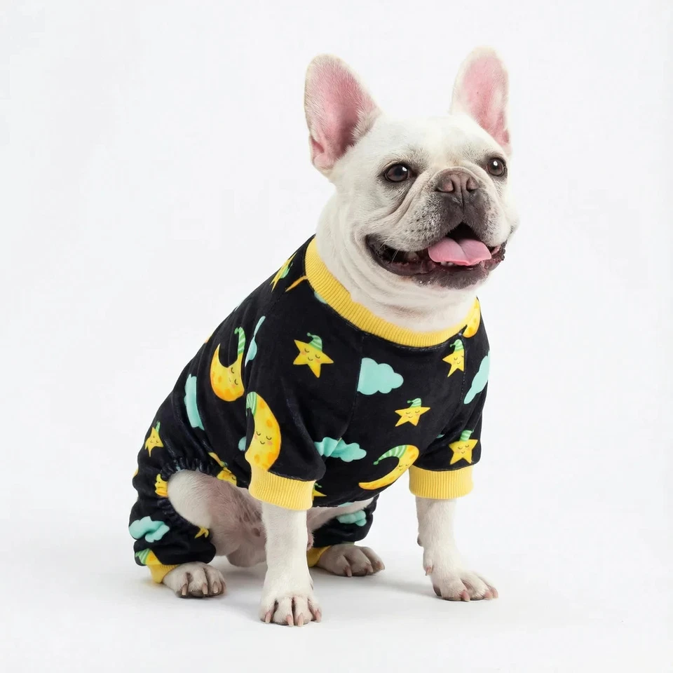 Dog Pajamas FitWarm Moon & Stars Sleepytime Soft Velvet New Size XS S M L - Image 1 of 4