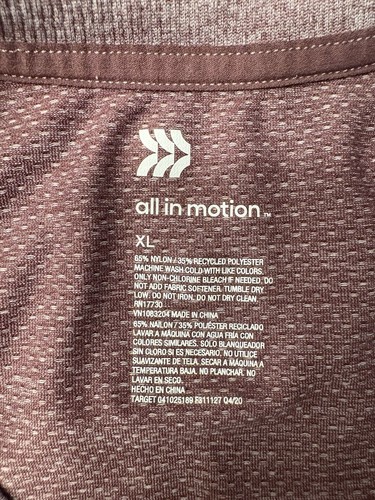 All In Motion XL Activewear Top Heather Maroon Kurzarm R2 - Bild 5 von 7