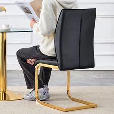 Luxury Arch Chair - Set of 2 BLACK High Resilience Dining Chair w/Metal Gold Leg