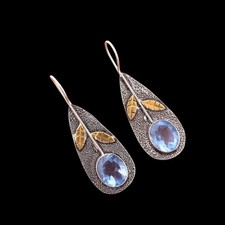 Gemma Tanzanite Nuovo Dangle Drop Dicembre Orecchini Gioielli Argento Sterlin...