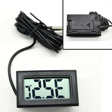 1Pcs Mini Thermometer Temperature Display Digital With Probe 1m-5m Black Cable