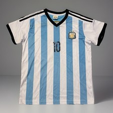 2014 Argentina Messi 10 Home Jersey World Cup Soccer Shirt Blue White 18.5" P2P